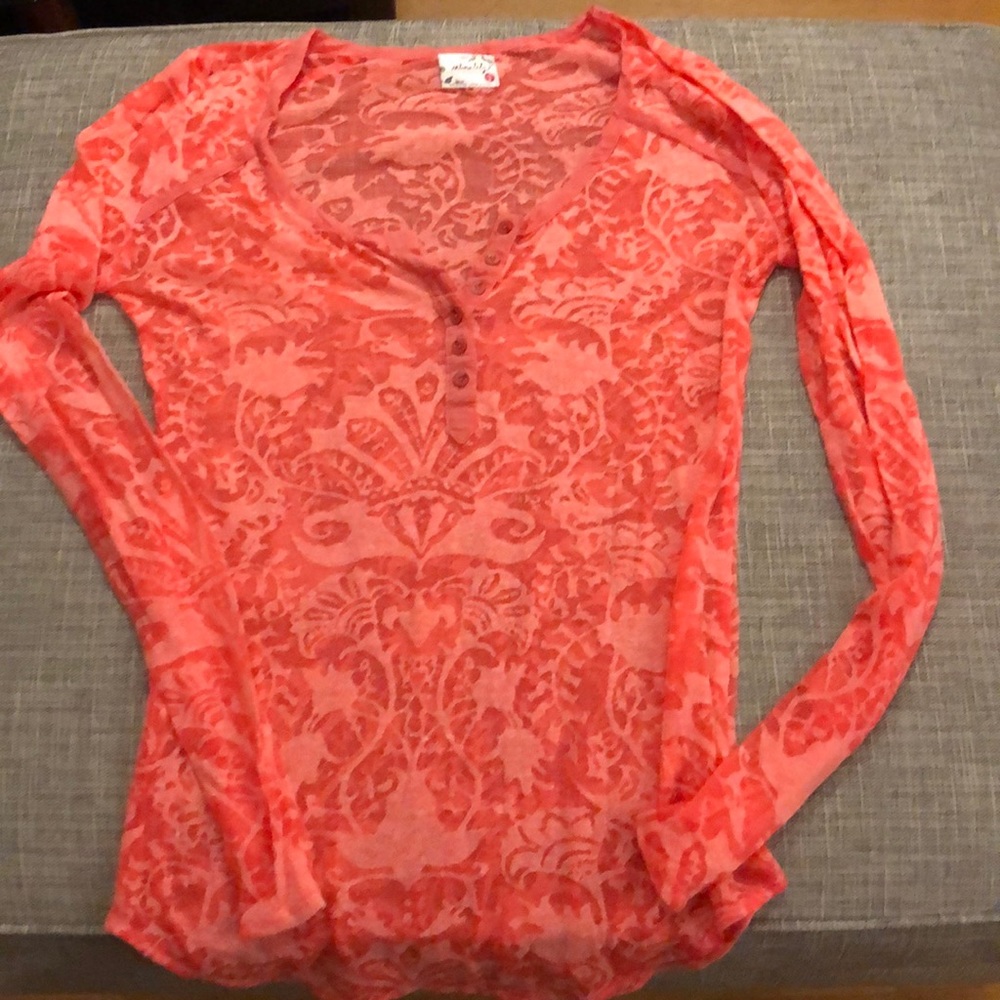 Free people coral long sleeve top